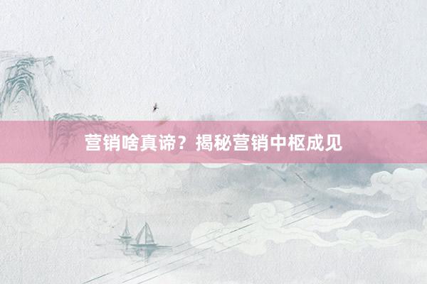 营销啥真谛？揭秘营销中枢成见